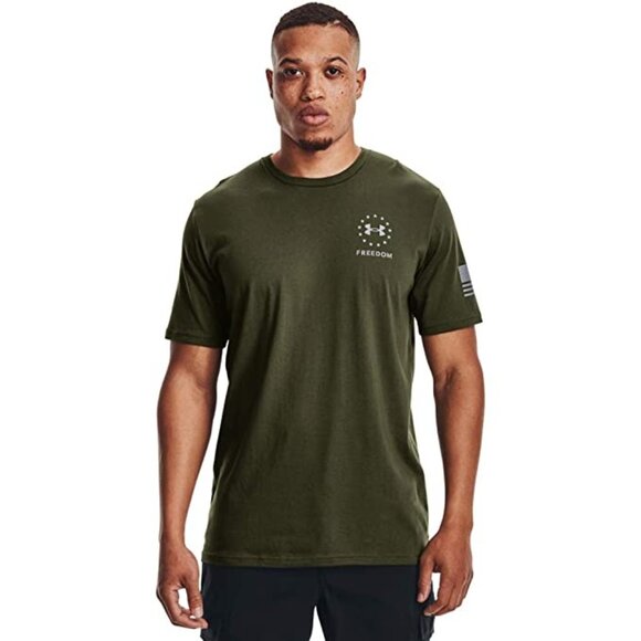 Under Armour Freedom Spine Mens Size 2X OD Green T-Shirt NEW - Picture 2 of 8